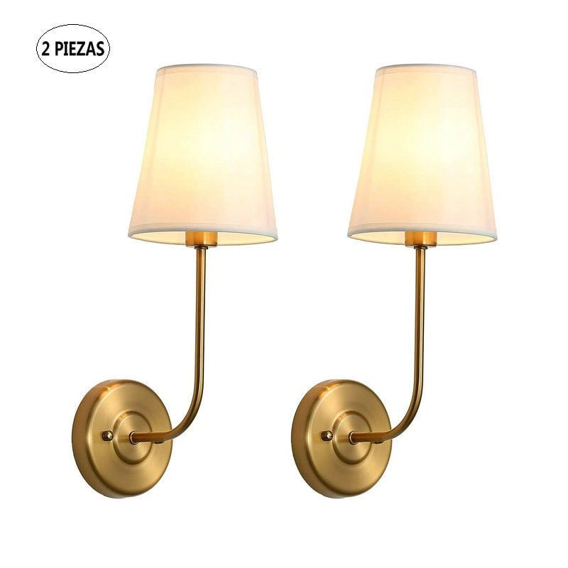MMDH - 2 piezas lámpara de pared de salón vintage de de latón Dorado.