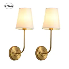 MMDH - 2 piezas lámpara de pared de salón vintage de de latón Dorado.