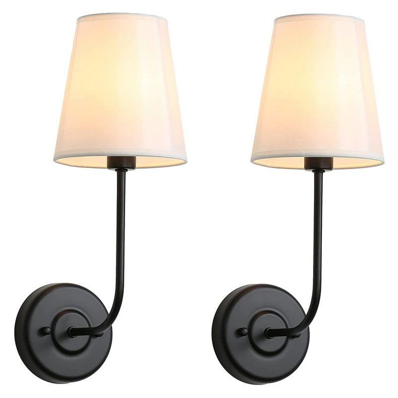 MMDH - 2 piezas lámpara de pared de salón vintage de de latón Negro.