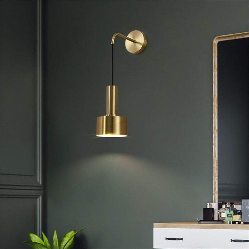 MMDH - Lámpara de pared de dormitorio de hierro chapado nórdico Dorado C