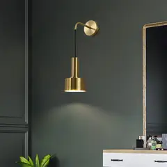 MMDH - Lámpara de pared de dormitorio de hierro chapado nórdico Dorado C.
