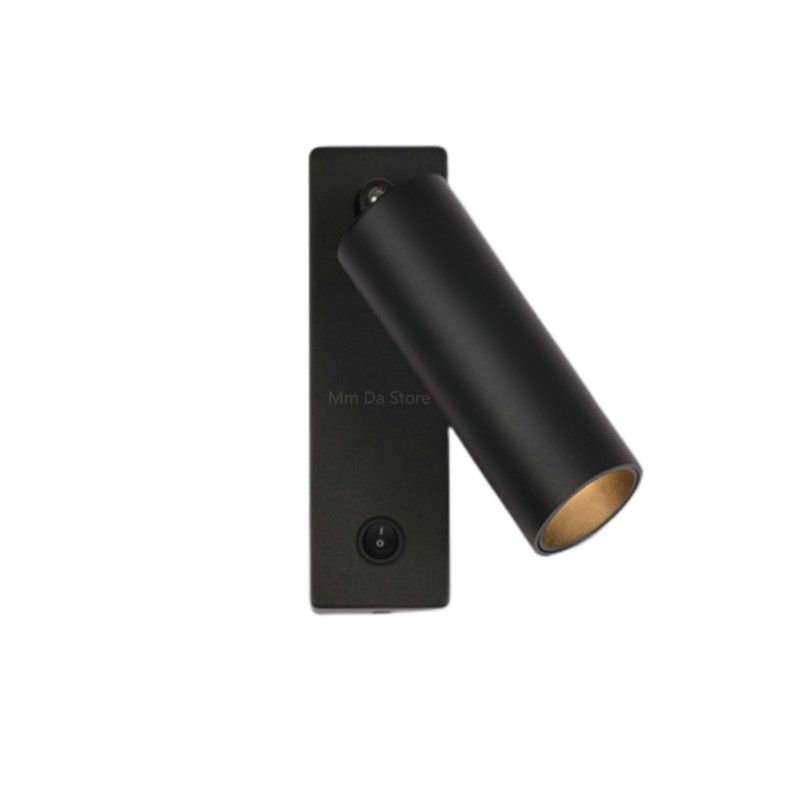 MMDH - Led 3w spotlight dormitorio plegable lámpara de pared giratoria negro.