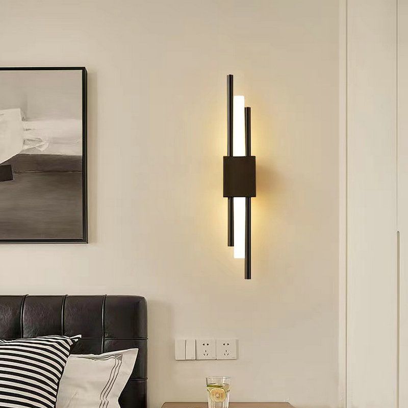 MMDH - Lámpara de pared LED de metal de línea nórdica CLA258 Negro-L