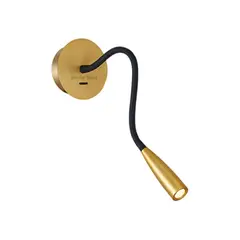 MMDH - Dormitorio moderno manguera led lectura 3w lámpara de pared 186 oro.