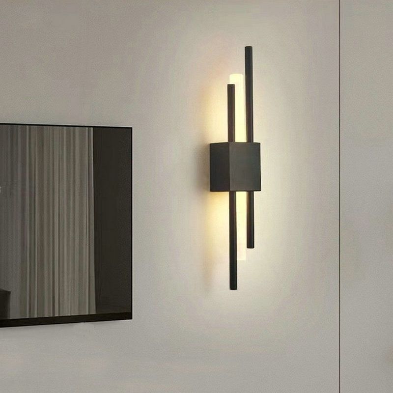 MMDH - Lámpara de pared LED de metal de línea nórdica CLA258 Negro-R