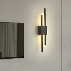 MMDH - Lámpara de pared LED de metal de línea nórdica CLA258 Negro-R.