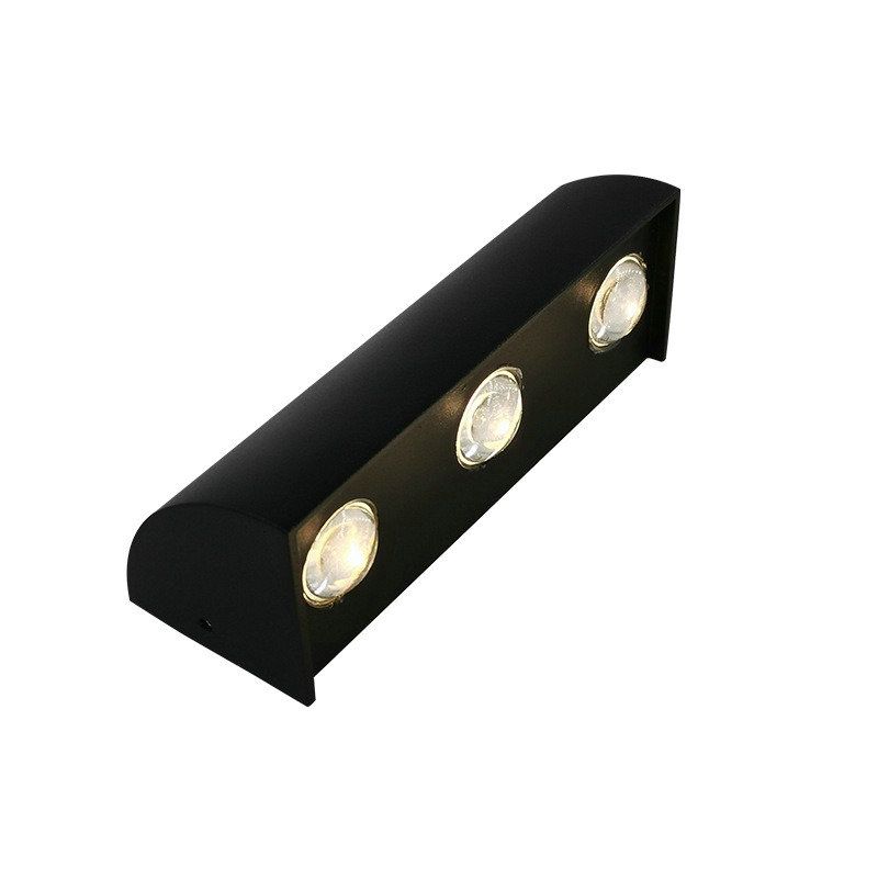 MMDH - Luz Led Foco Aplique Exterior Pared 3 Led Luz cálida CLA296 Negro.