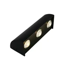 MMDH - Luz Led Foco Aplique Exterior Pared 3 Led Luz cálida CLA296 Negro.