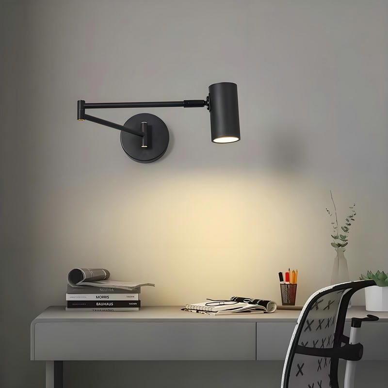 MMDH - Lámpara de pared led moderna plegable ajustable para dormitorio Negra