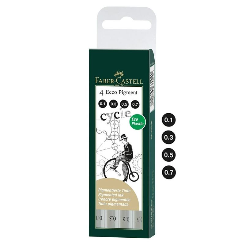 FABER-CASTELL - Set 4 Tiralíneas Negros Pitt Faber Castell Ecco Pigment