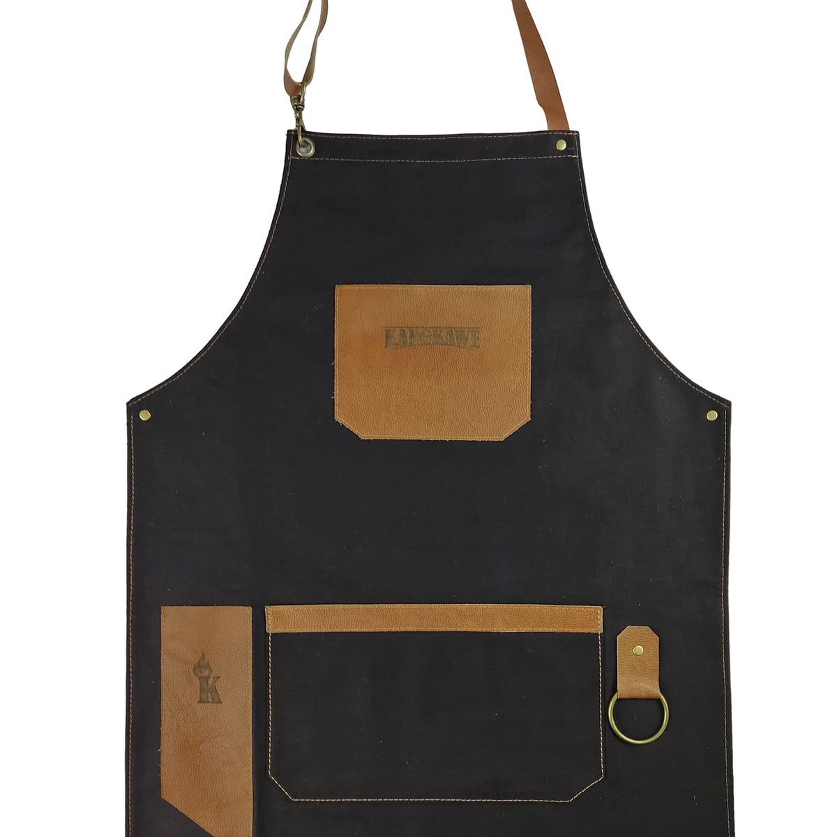 KANGKAWE - Pechera Parrillera De Jeans Con Cuero