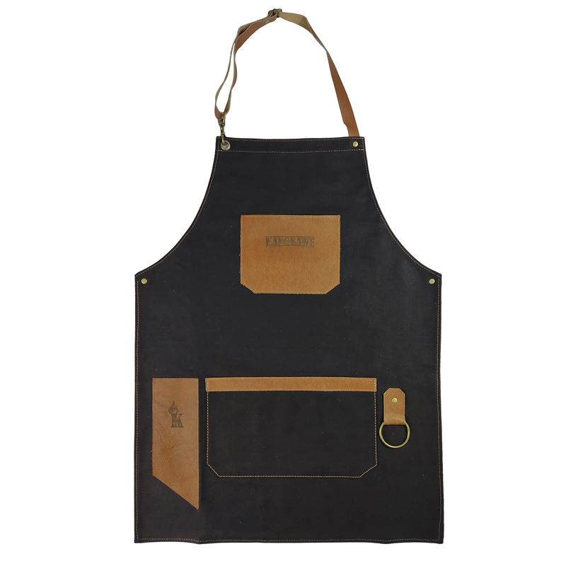KANGKAWE - Pechera Parrillera De Jeans Con Cuero