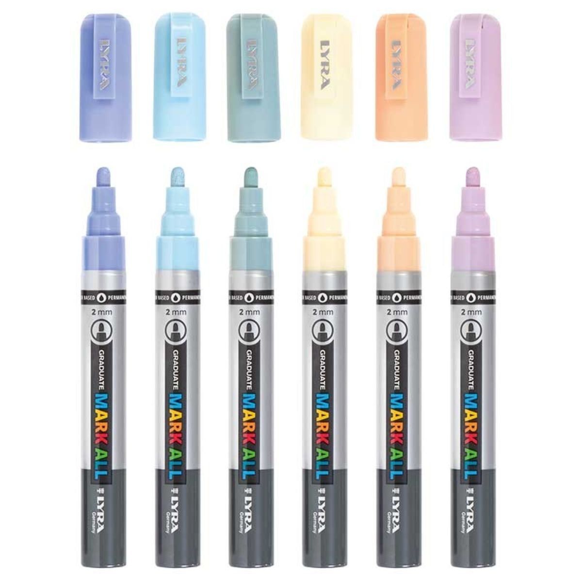 LYRA - Set 6 Marcadores Acrílicos Colores Pasteles Mark All 2mm