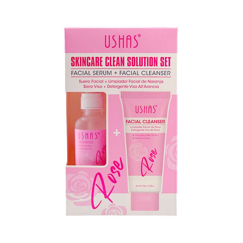 USHAS - Set Suero Facial + Limpiador Facial de Rosa