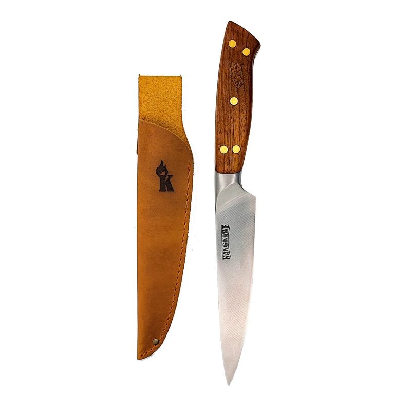 KANGKAWE - Cuchillo 5 Pellaifa Con Funda De Cuero Café