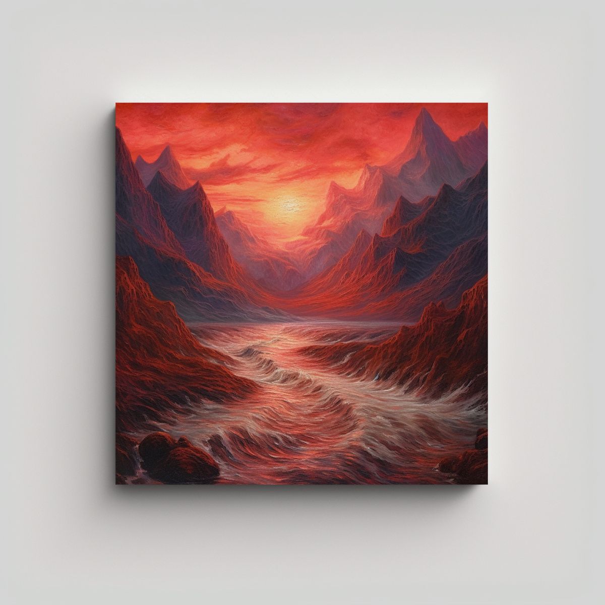 GENERICO - Pintura Al óleo Expresiva Montañas Altas 70x70 Cm