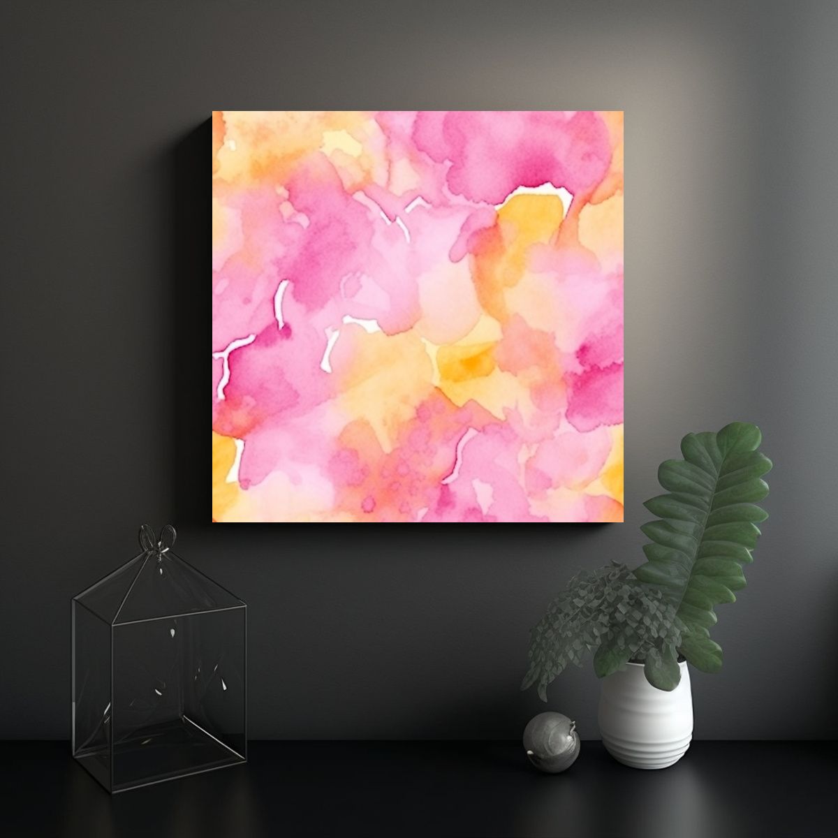 GENERICO - Fondo Acuarela Abstracto Rosa Y Amarillo 70x70 Cm