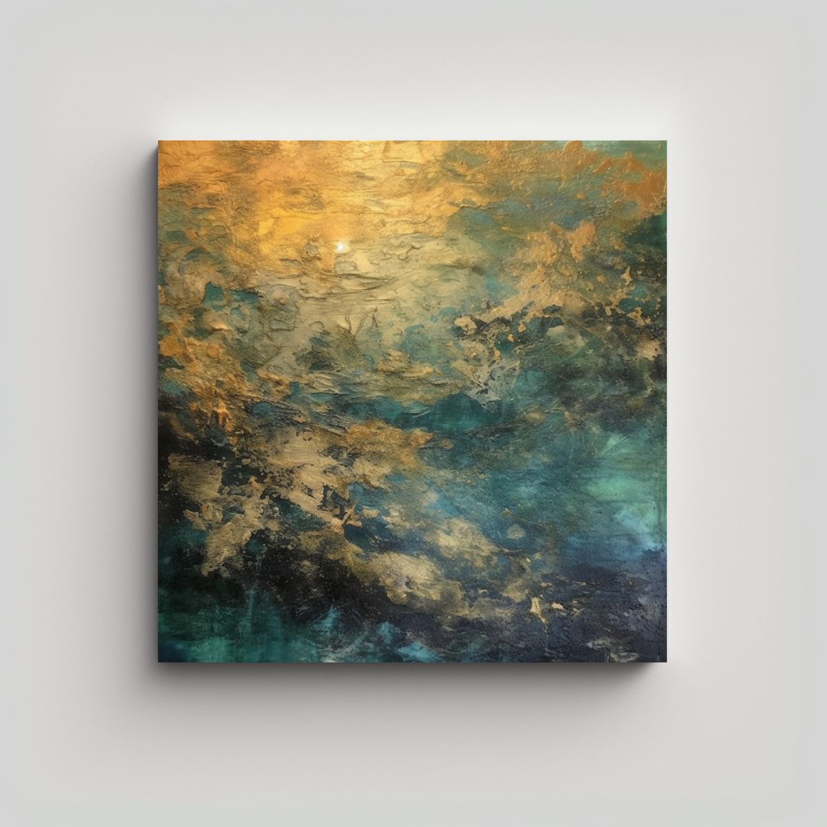 GENERICO - Cuadro Impreso Estético Agua Verde Y Azul Con 90x90 Cm