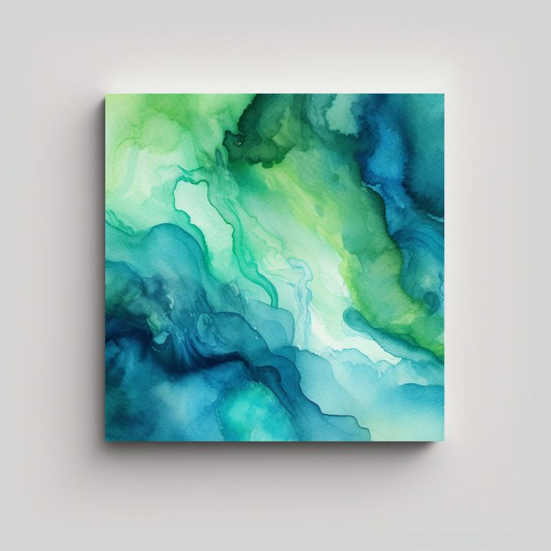 GENERICO - Pinturas Abstractas En Acuarela Verde Y Azul Con 60x60 Cm