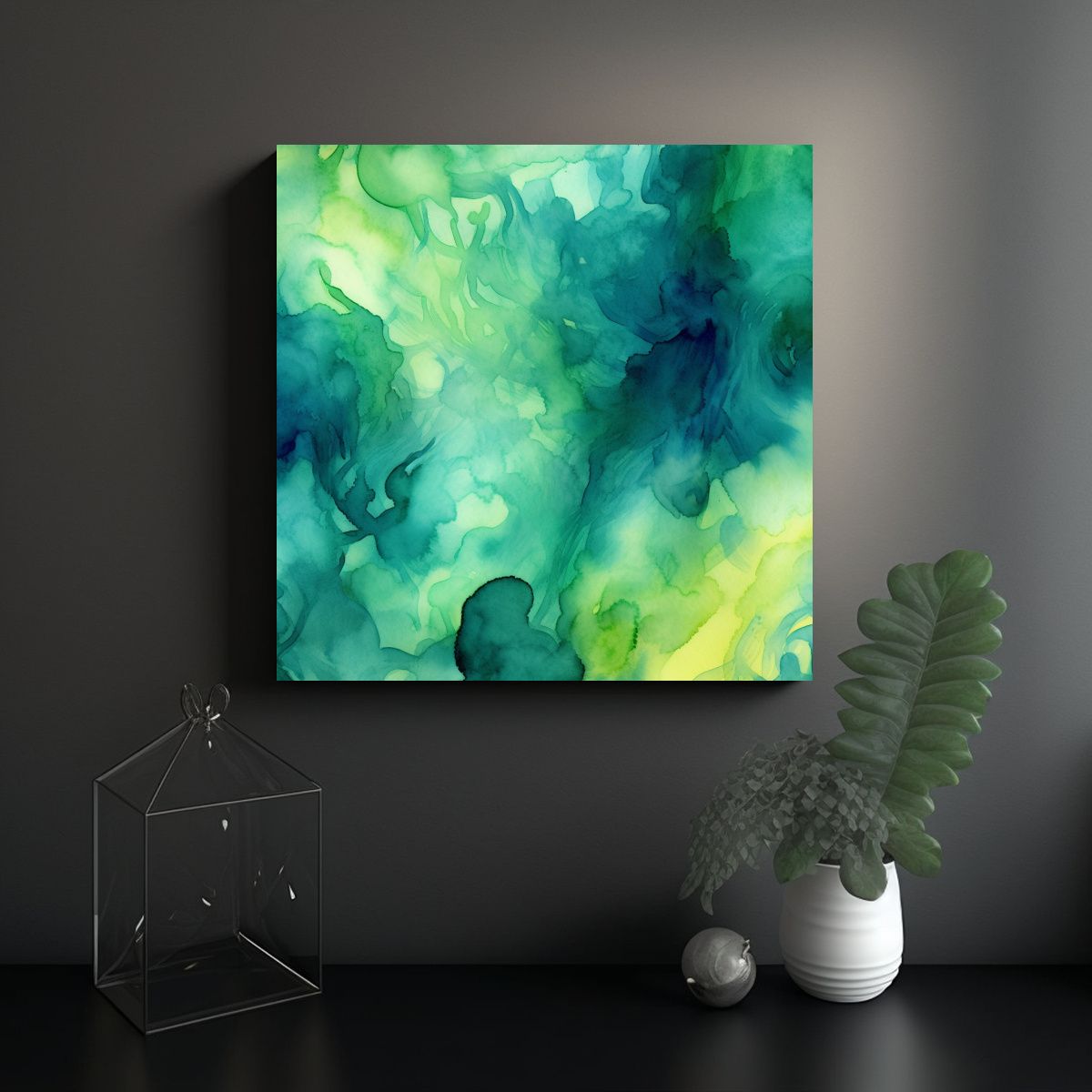 GENERICO - Pinturas Decorativas Abstractas En Acuarela Verde 90x90 Cm