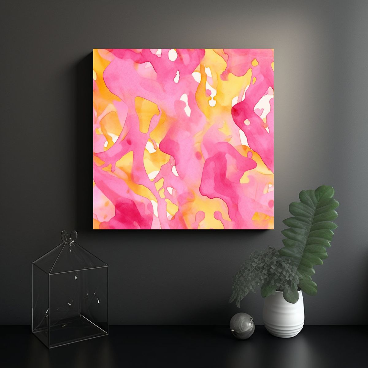 GENERICO - Fondo Acuarela Abstracto Rosa Y Amarillo De 80x80 Cm