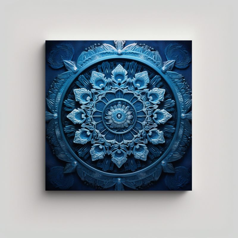 GENERICO - Impresión Visual De Mandala En Azul Por Deean 50x50 Cm