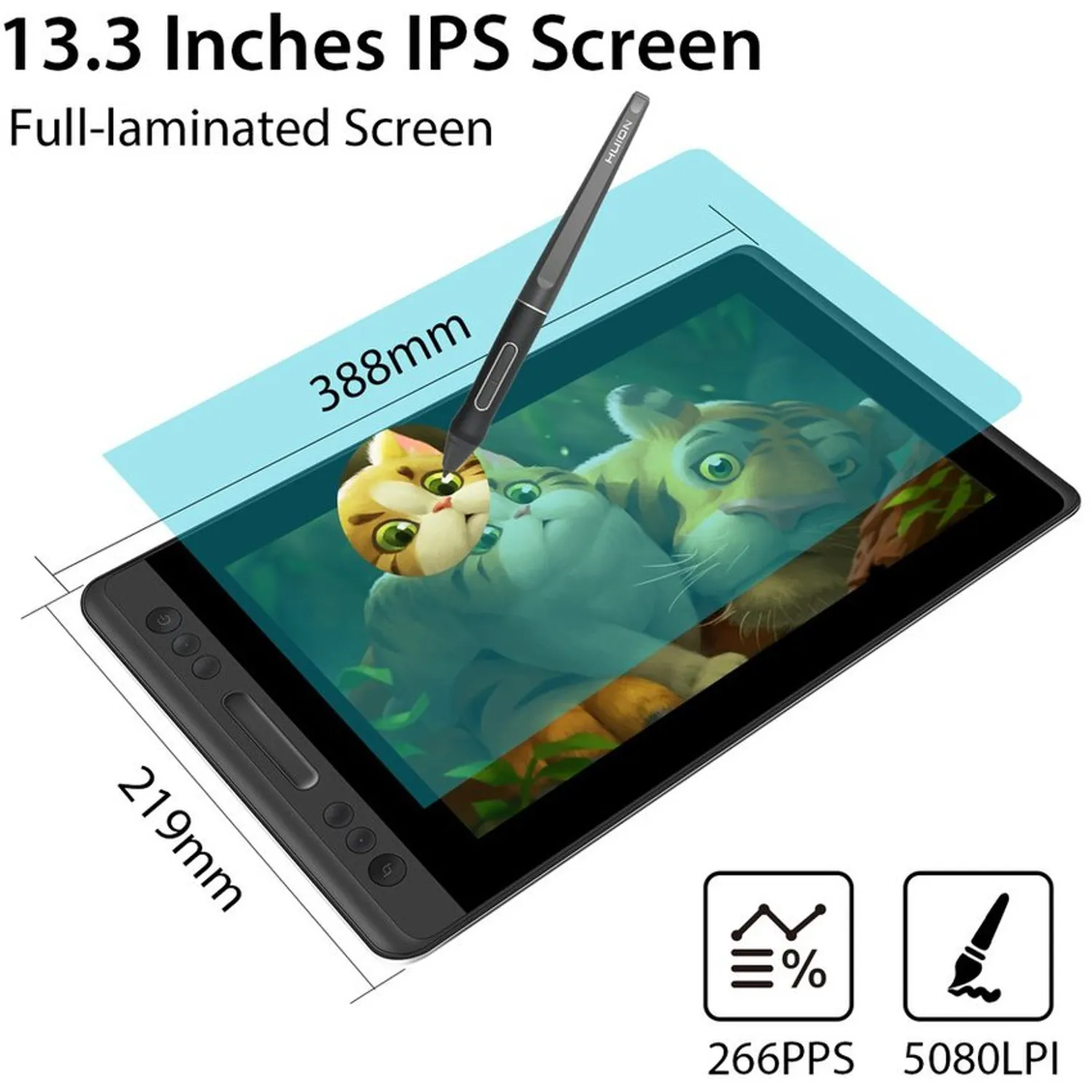 HUION Tableta Digitalizadora Huion Kamvas Pro 13 No incluye