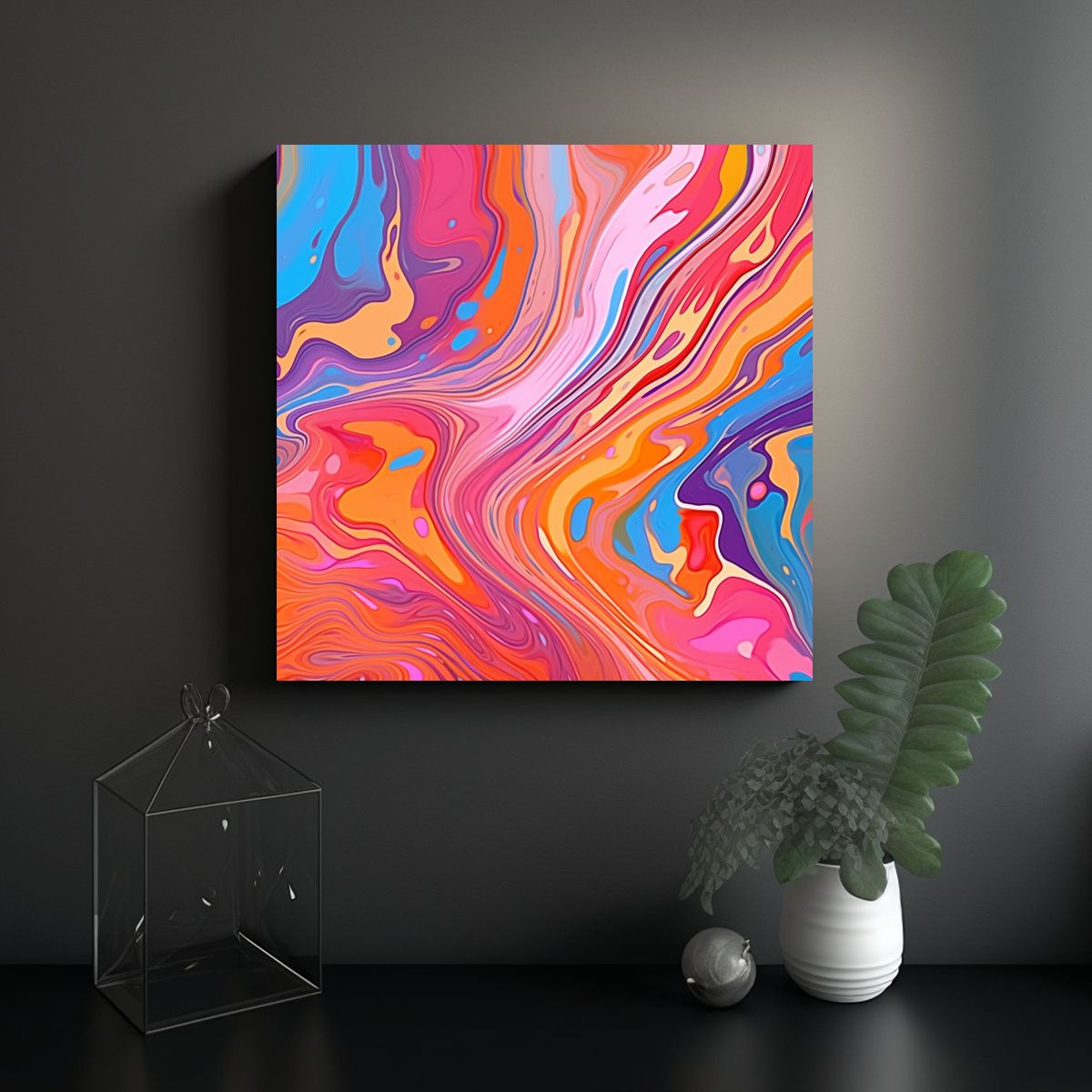 GENERICO - Pinturas Decorativas De Escena Psicodélica Con 80x80 Cm