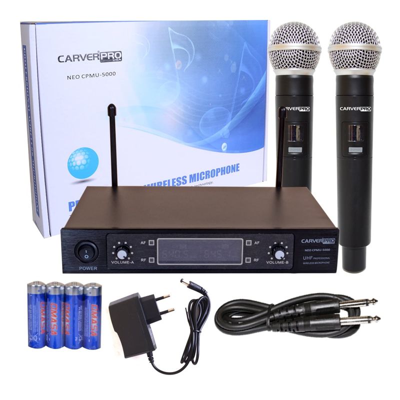 CARVERPRO - MICROFONO INALAMBRICO DE MANO DOBLE UHFFQ VAR CARVERPRO NEO CPMU-5000