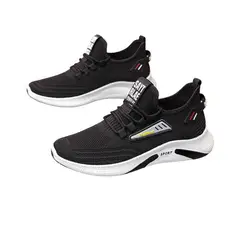 DANWEILE - Zapatillas de running Flyknit transpirables para hombre - Negro.