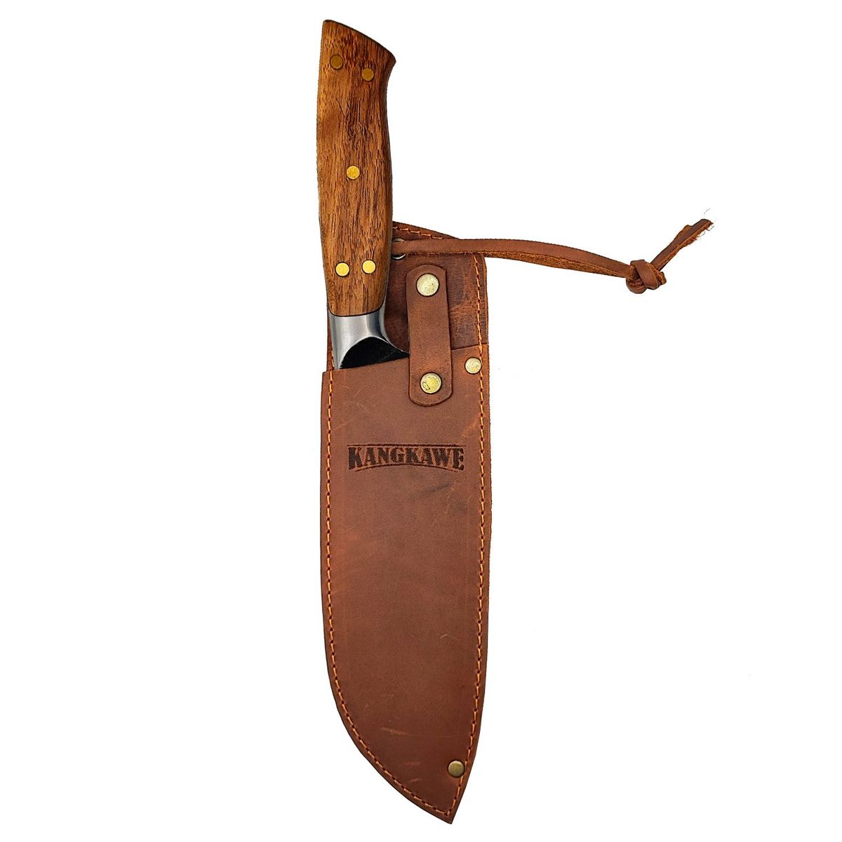 KANGKAWE - Cuchillo 7 Santoku Pulmahue Con Funda De Cuero Café