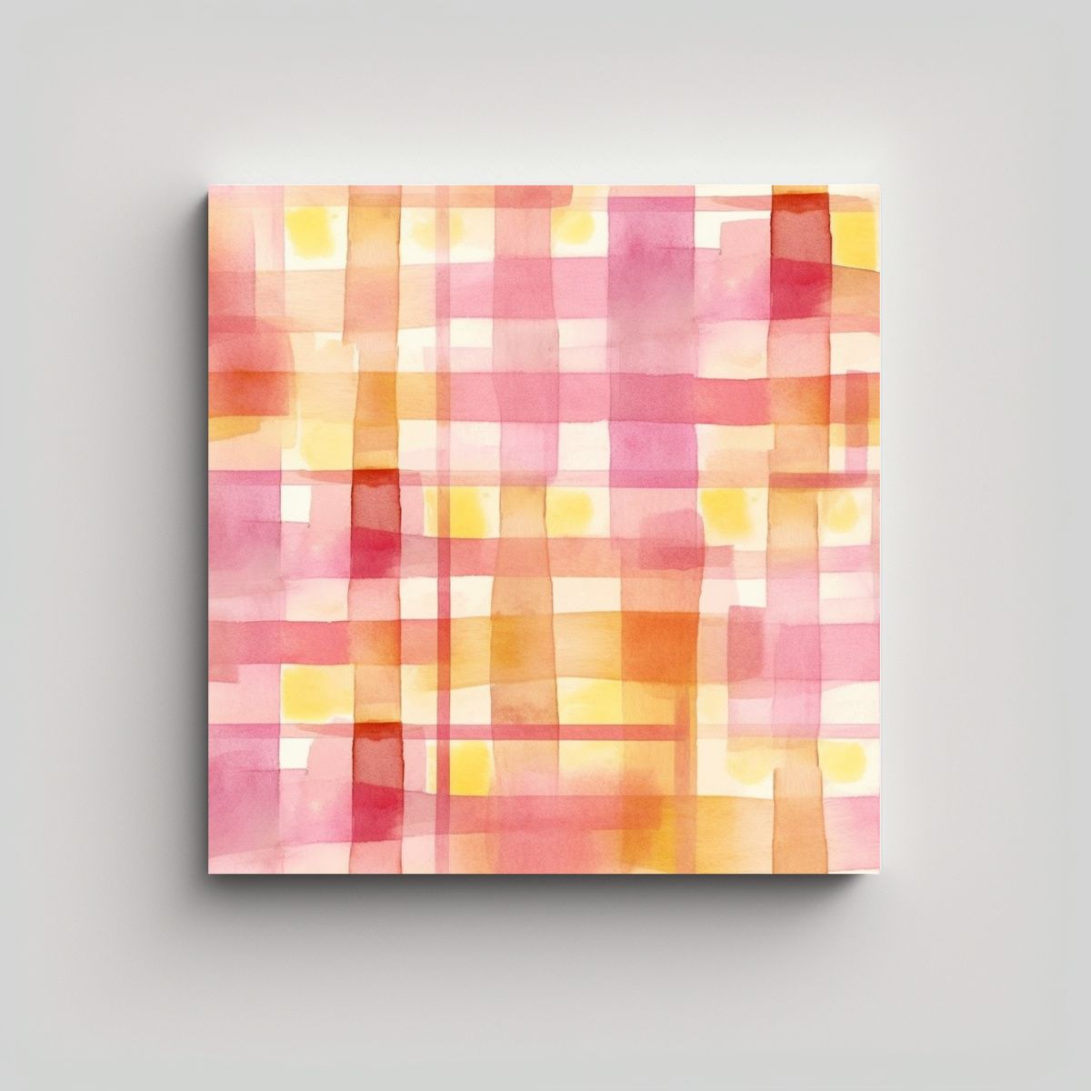 GENERICO - Fondo Acuarela Enigmático Cuadros Rosa Y Amarillo 50x50 Cm