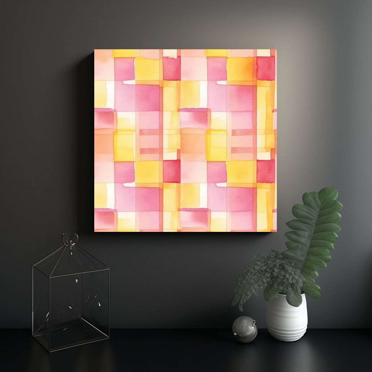 GENERICO - Pinturas Decorativas De Escena Rosa Y Amarillo En 90x90 Cm