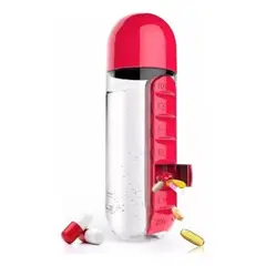 GENERICO - Botella De Agua 600 Ml + Pastillero Organizador De Pastillas Negro
