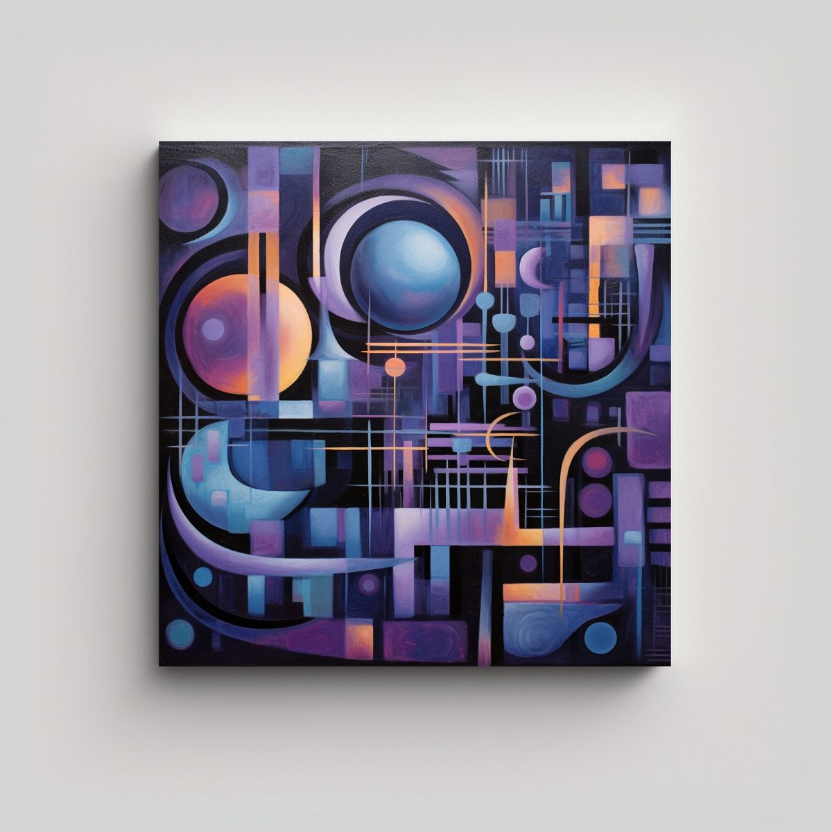 GENERICO - Pintura Abstracta Original Lienzo Tela Futurista 90x90 Cm