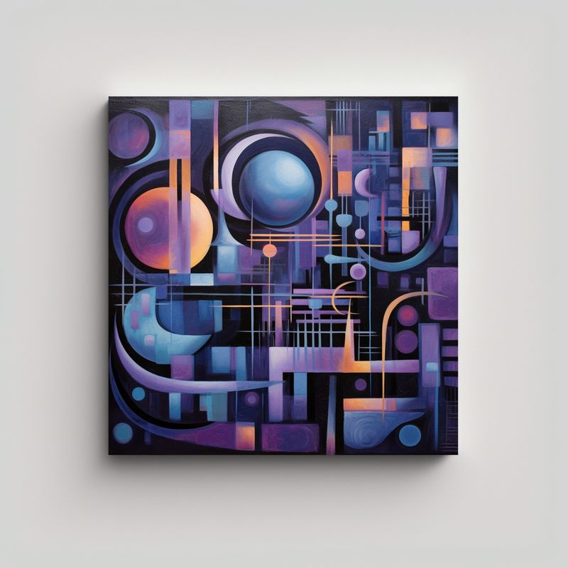 GENERICO - Pintura Abstracta Original Lienzo Tela Futurista 70x70 Cm