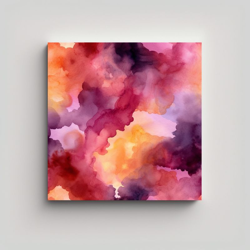 GENERICO - Patrón Acuarela Abstracto Tonos Naranja Impacto 90x90 Cm