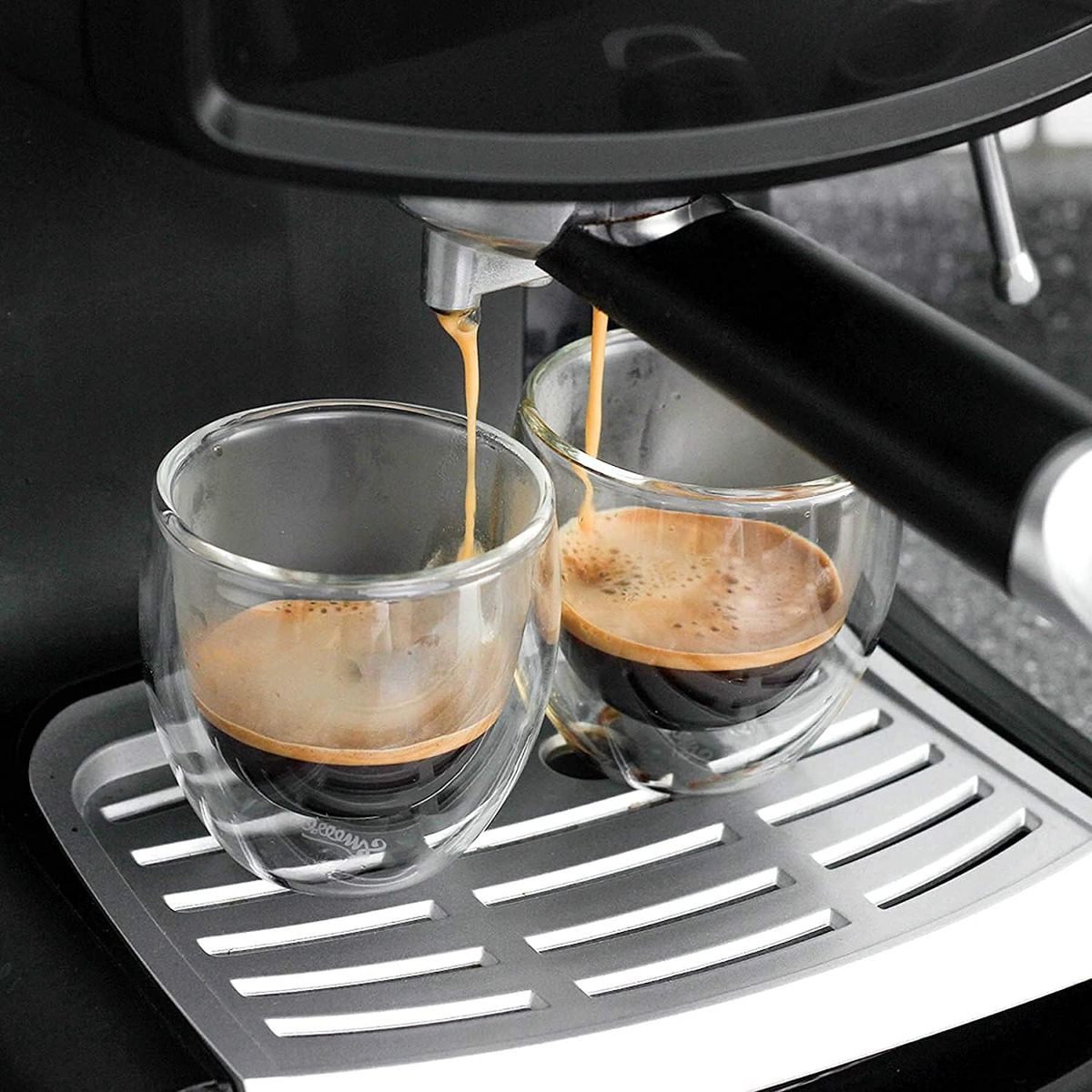 WAKESHOME - Set 4 Tazas Espresso Doble Pared 150ml Frio Caliente Sin Asa