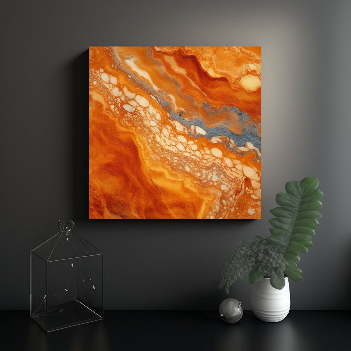 GENERICO - Pintura Decorativa De Textura Mármol Naranja 80x80 Cm