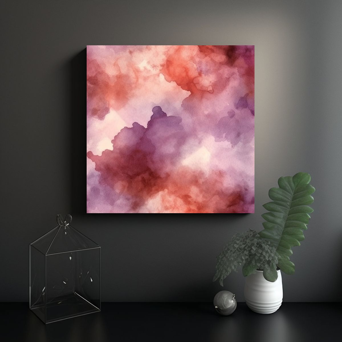 GENERICO - Patrón Acuarela Abstracto Elegante Con Naranja 90x90 Cm