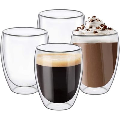 Wakeshome Set 4 Tazas Espresso Doble Pared 250Ml Frio