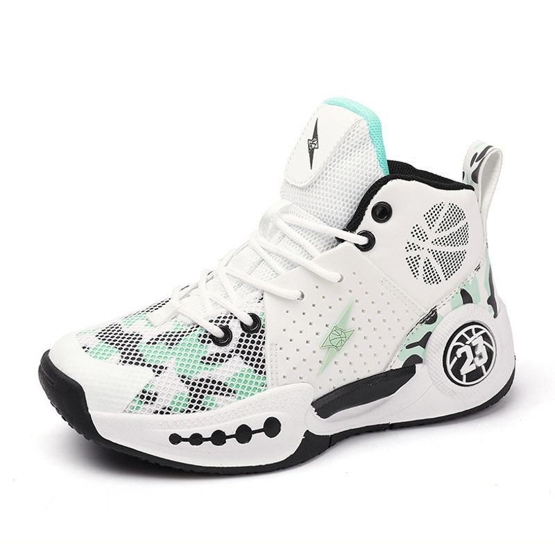 DANWEILE - Zapatillas de baloncesto de malla para estudiantes - blanco y verde.