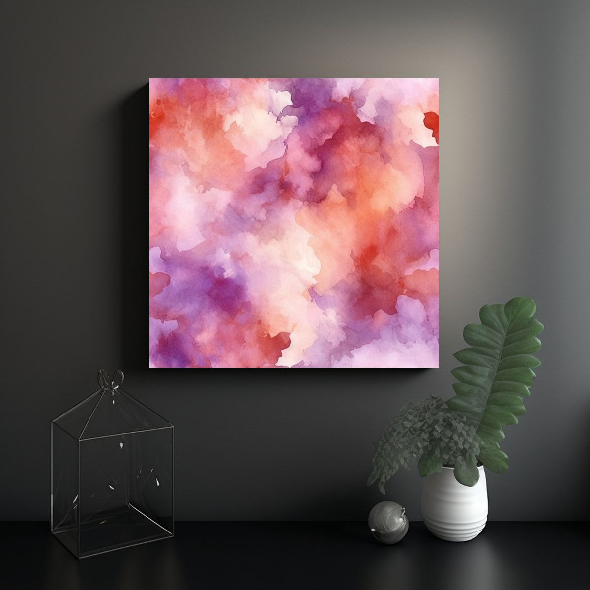 GENERICO - Cuadro Imagen Abstracto Color Naranja Patrón 70x70 Cm