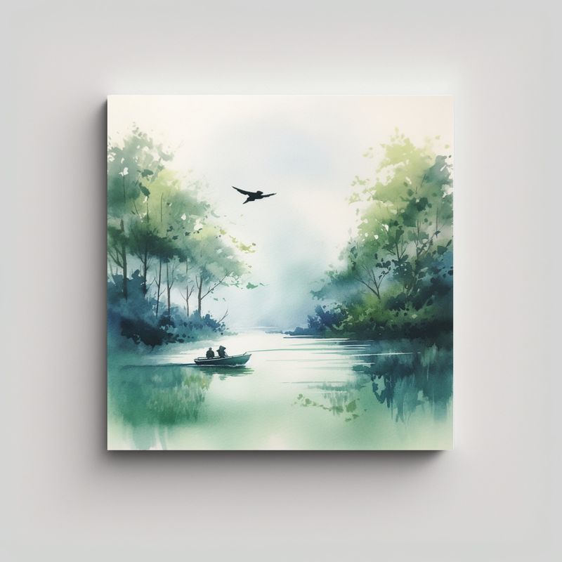 GENERICO - Cuadro Lienzo Moderno Combinación Acuarela 70x70 Cm