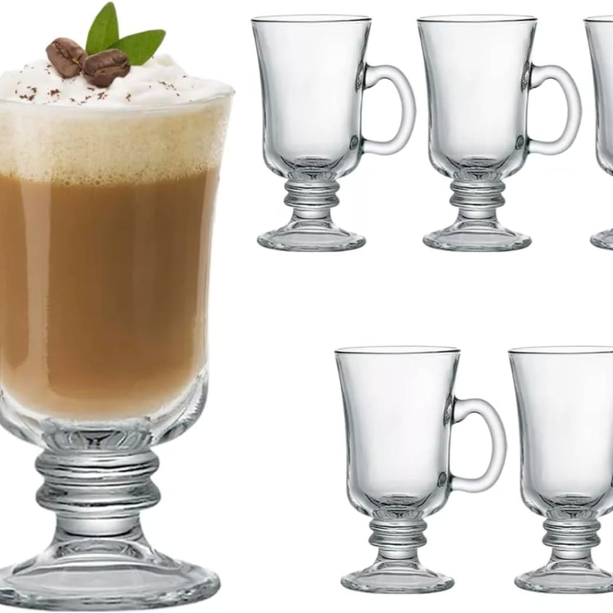 WAKESHOME - 6 Tazas Para Capuchino Café Té Vidrio 250ml Cappuccino