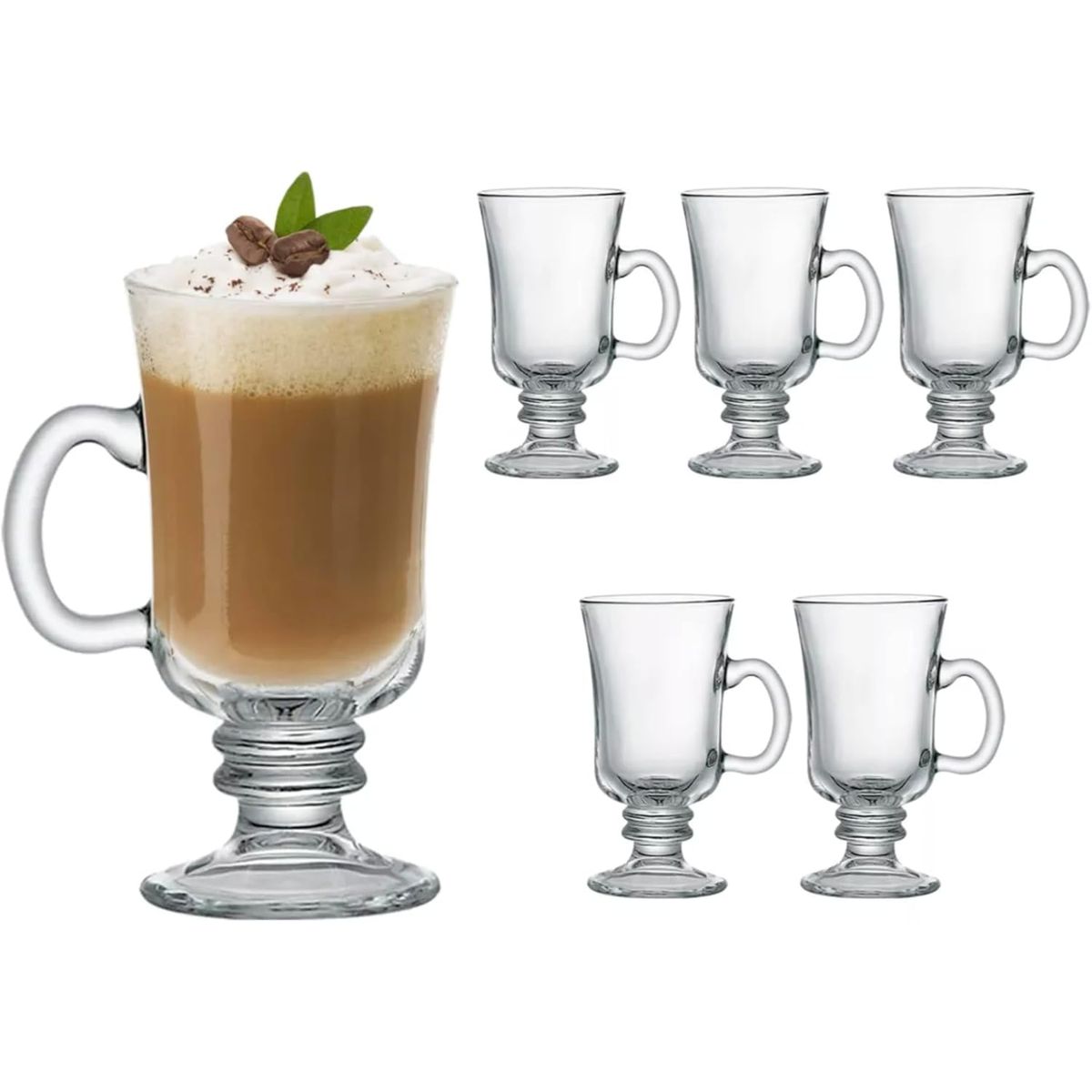 WAKESHOME - 6 Tazas Para Capuchino Café Té Vidrio 250ml Cappuccino