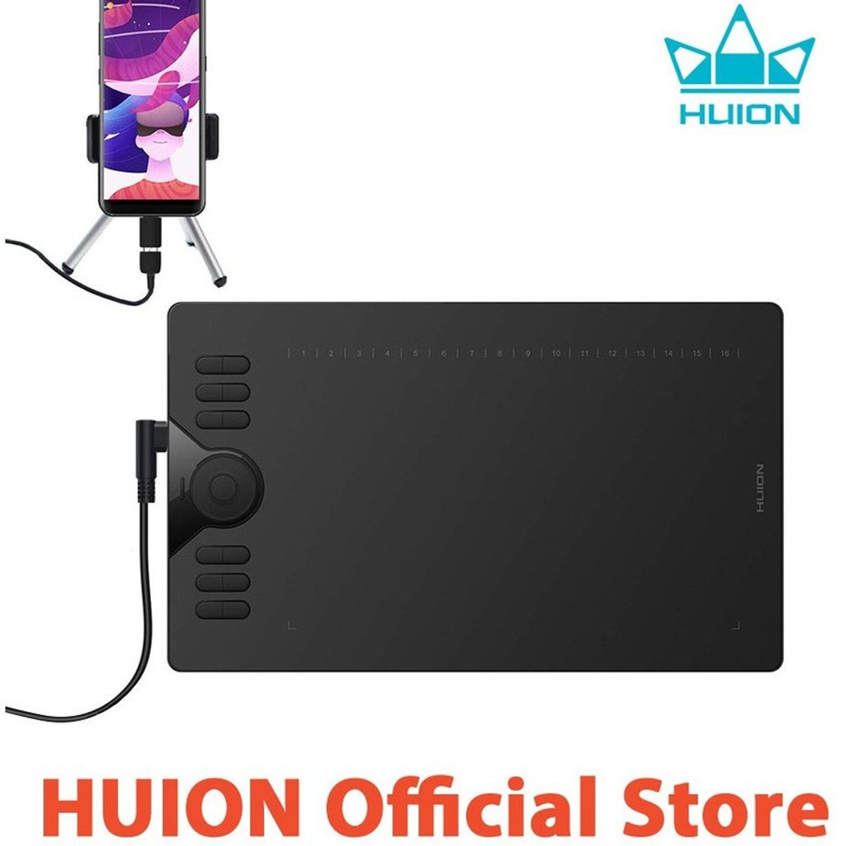HUION - HUION Tableta Gráfica HS610 con Touch Ring y 28 Teclas Express