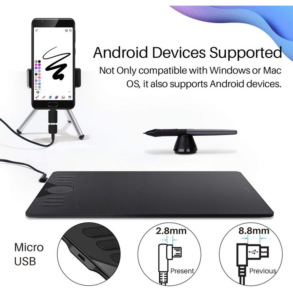 HUION - HUION Tableta Gráfica HS610 con Touch Ring y 28 Teclas Express