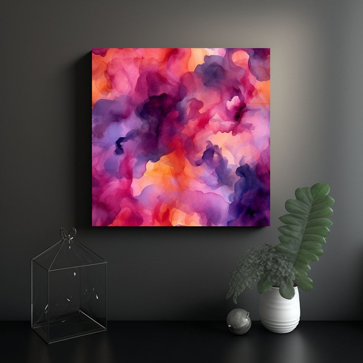 GENERICO - Patrón Acuarela Abstracto Naranja En Tela 60x60 Cm