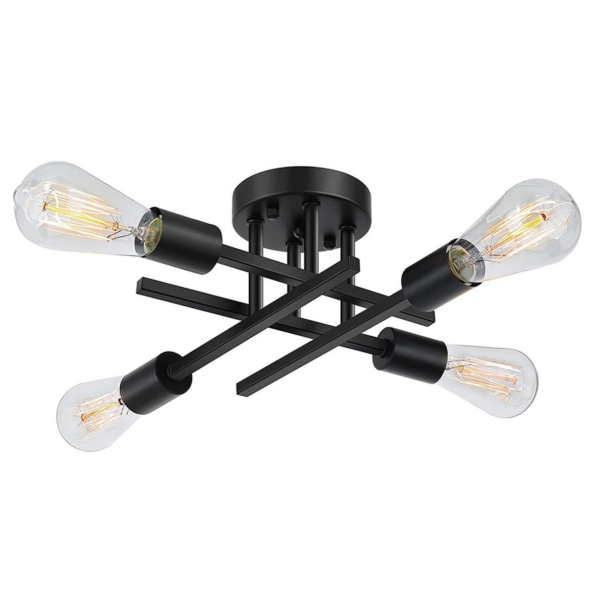 PUREPOWER - Lámpara de techo moderna metálica de 4 focos - Negro